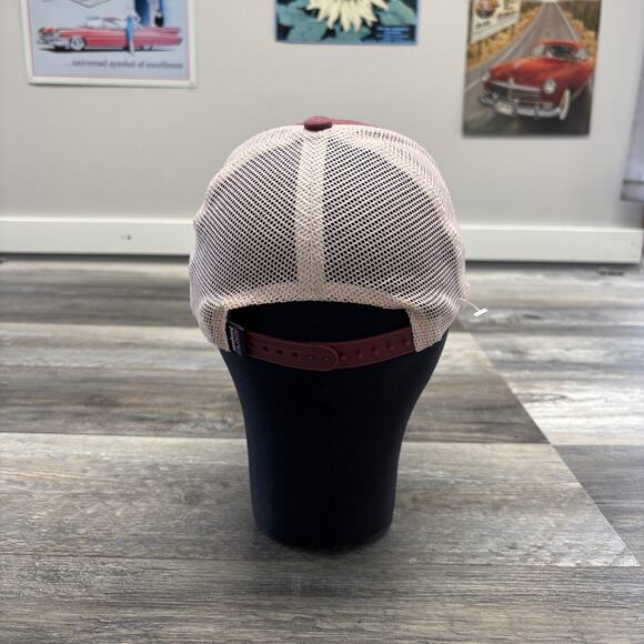 Patagonia Gray Pink Red Men One Size Mesh Back Snapback Baseball Trucker Cap Hat - Picture 3 of 7